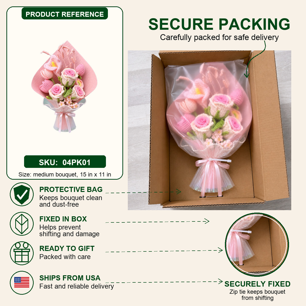 Soft Pink Crochet Rose Bouquet Wedding Anniversary Gift for Her