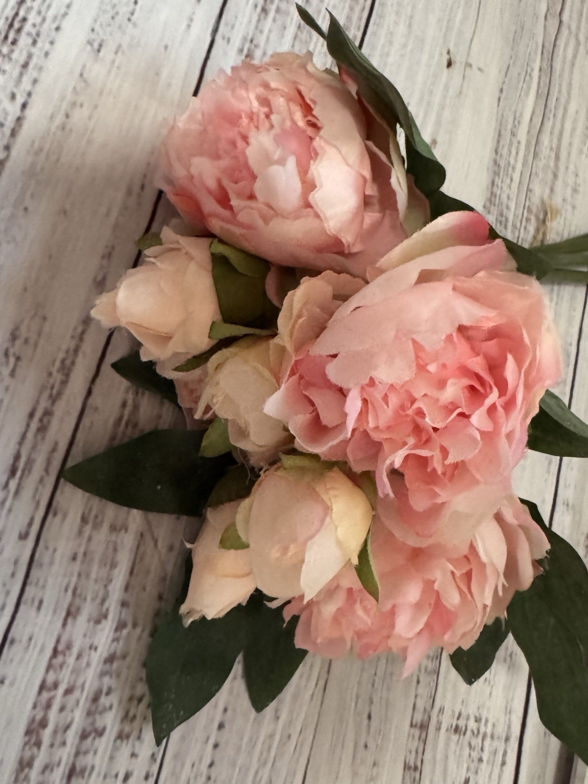 Pottery Barn Faux Pink Peony Bundle Artificial Flowers 3 Stems 16”