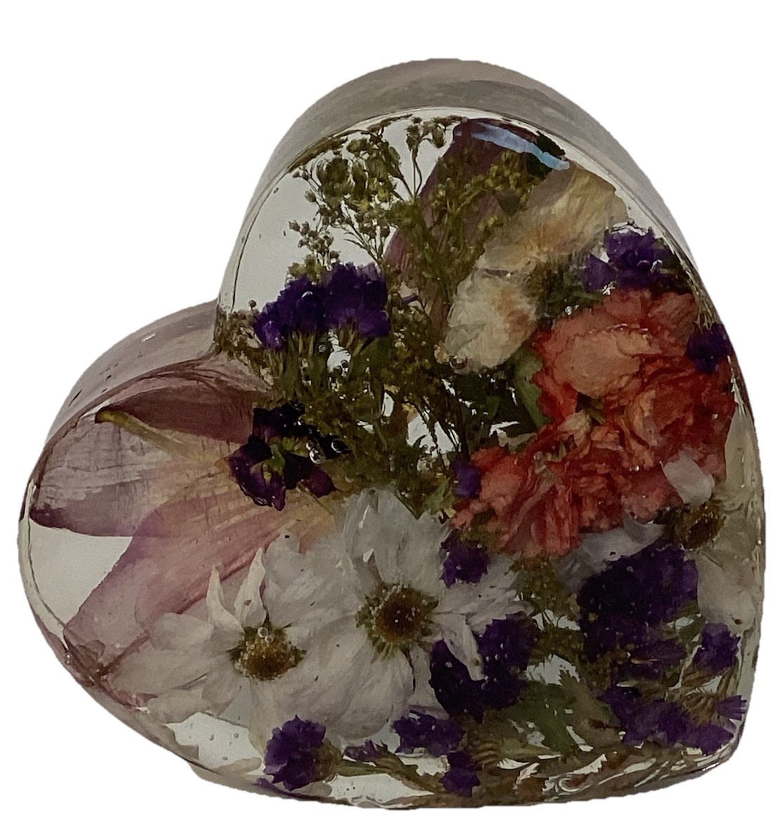 Large Standing Heart Resin Preserved Real Colorful Floral Flowers Home Decor