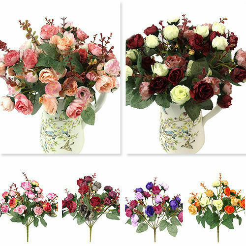 21pc/Bunch Artificial Rose Flowers Bouquet Wedding Party Home Decor Little Rose