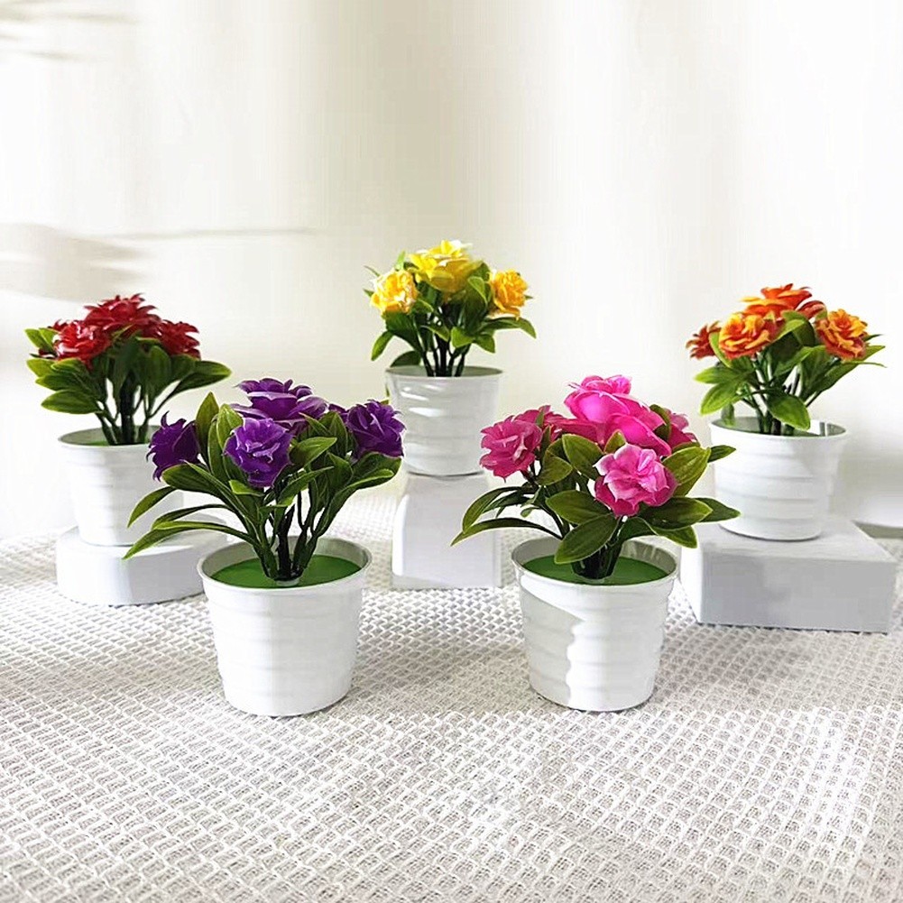 Compact Artificial Roses 14cm Tall with 12cm Width for Small Space Decor Needs