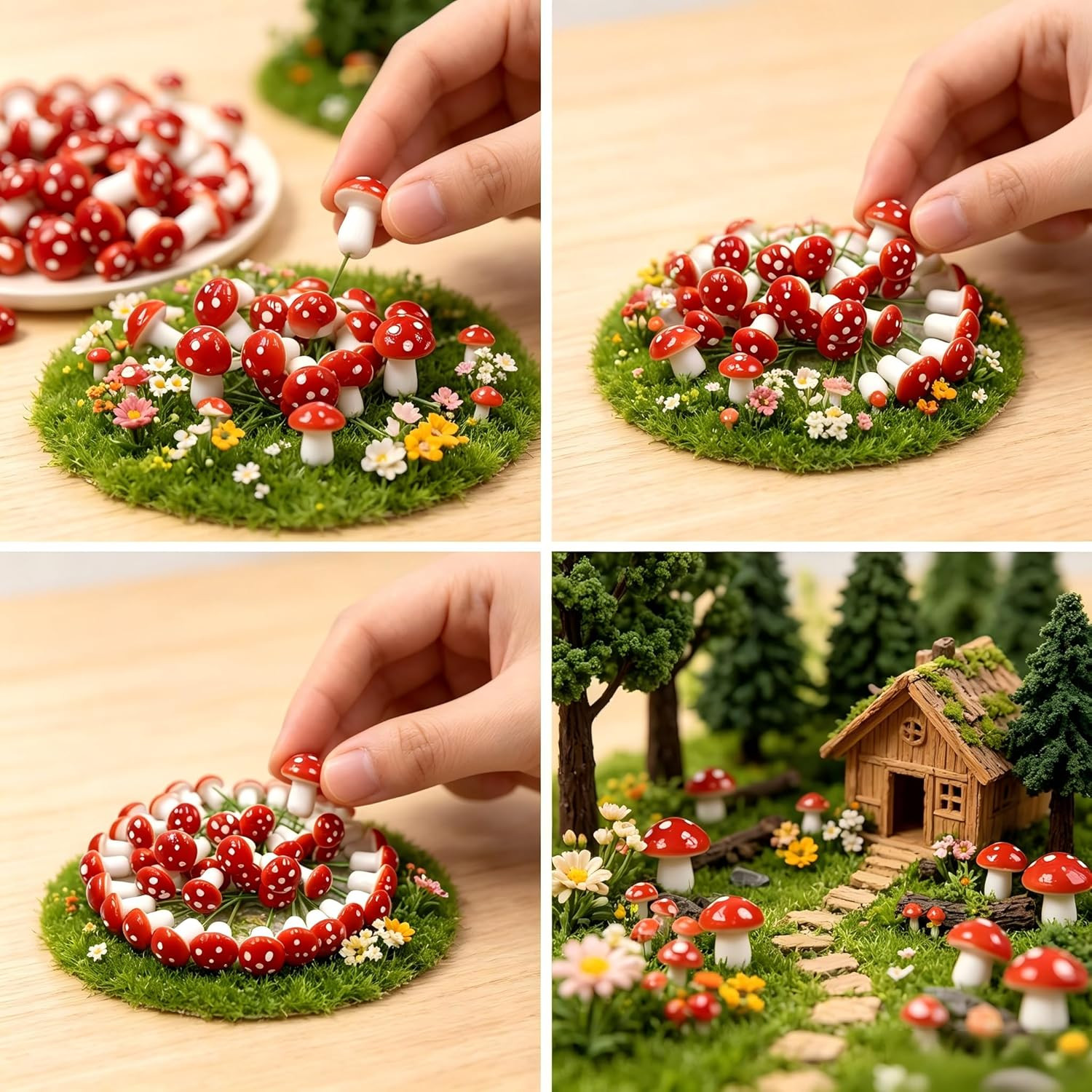 Terrarium Decorations Mushrooms Mini: 100PCS Realistic Moss Accents for Bonsai L
