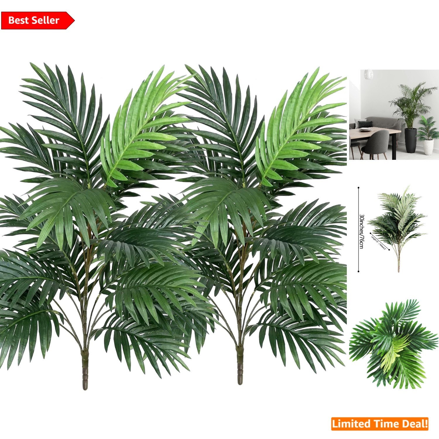 Realistic 30″ Faux Palm Leaves – Versatile Greenery for Weddings & Housewarming