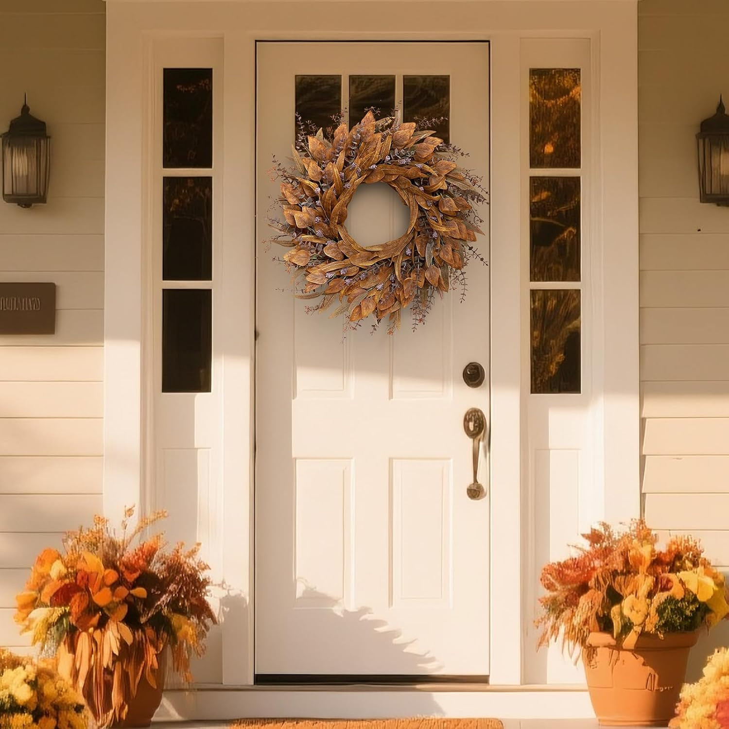 26” Eucalyptus Wreath for Front Door – Autumn Large Artificial Eucalyptus Outdo