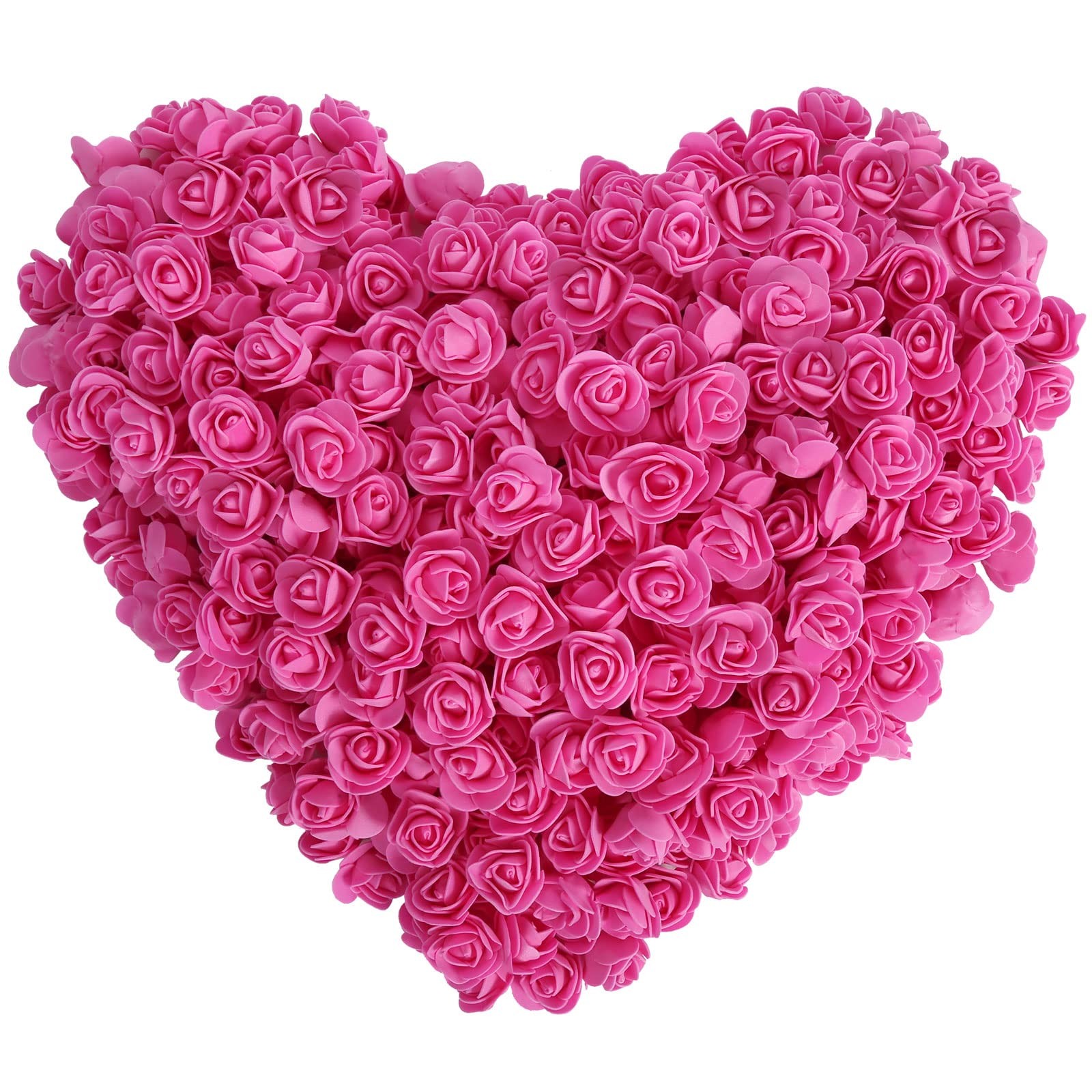 500 PCS Mini Artificial Foam Rose Heads Deep Pink Bulk DIY Crafts Wedding