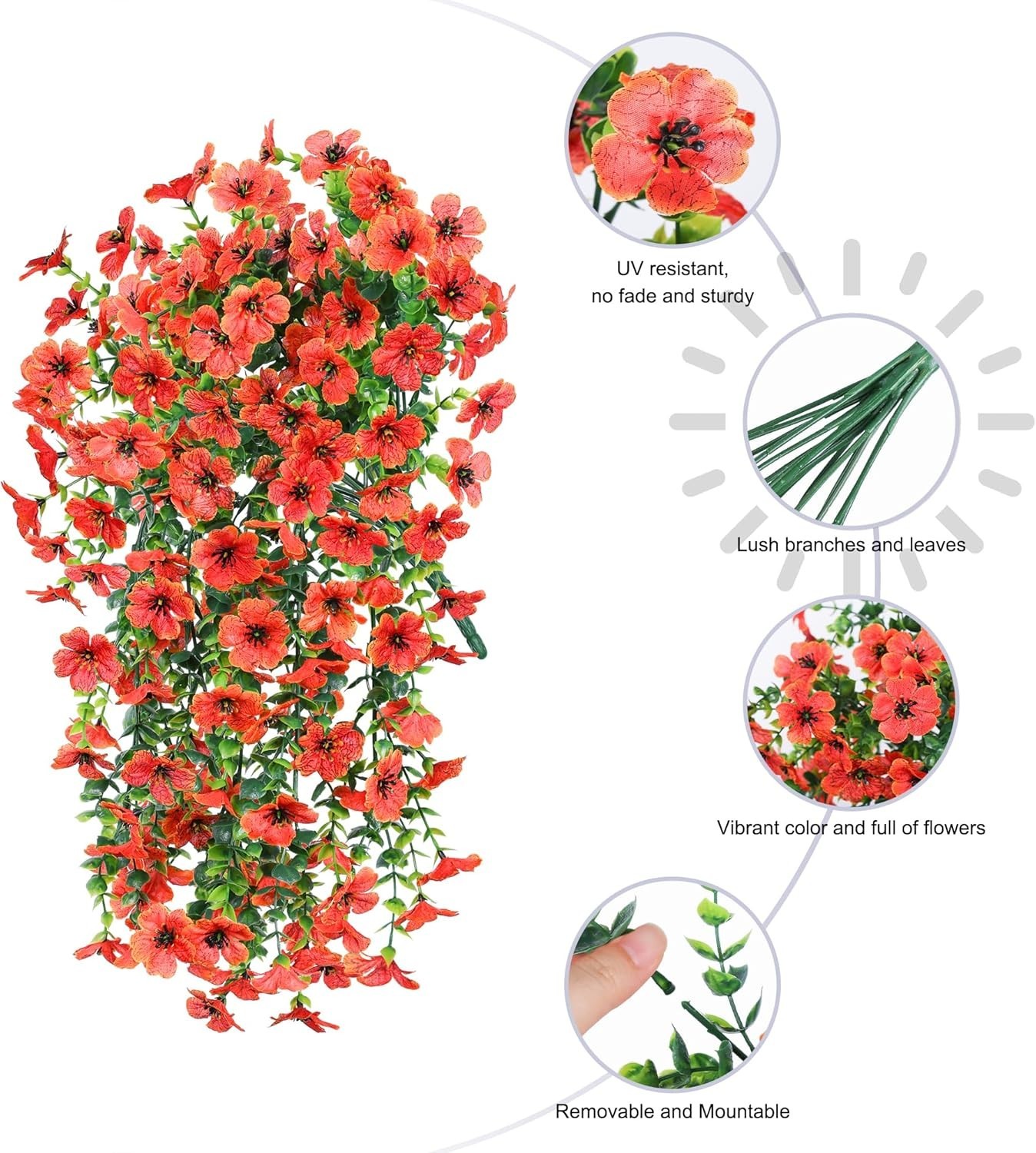 Fall Fake Mums Artificial Flowers Hanging Decoration for Outdoors, 2Pcs Orang…