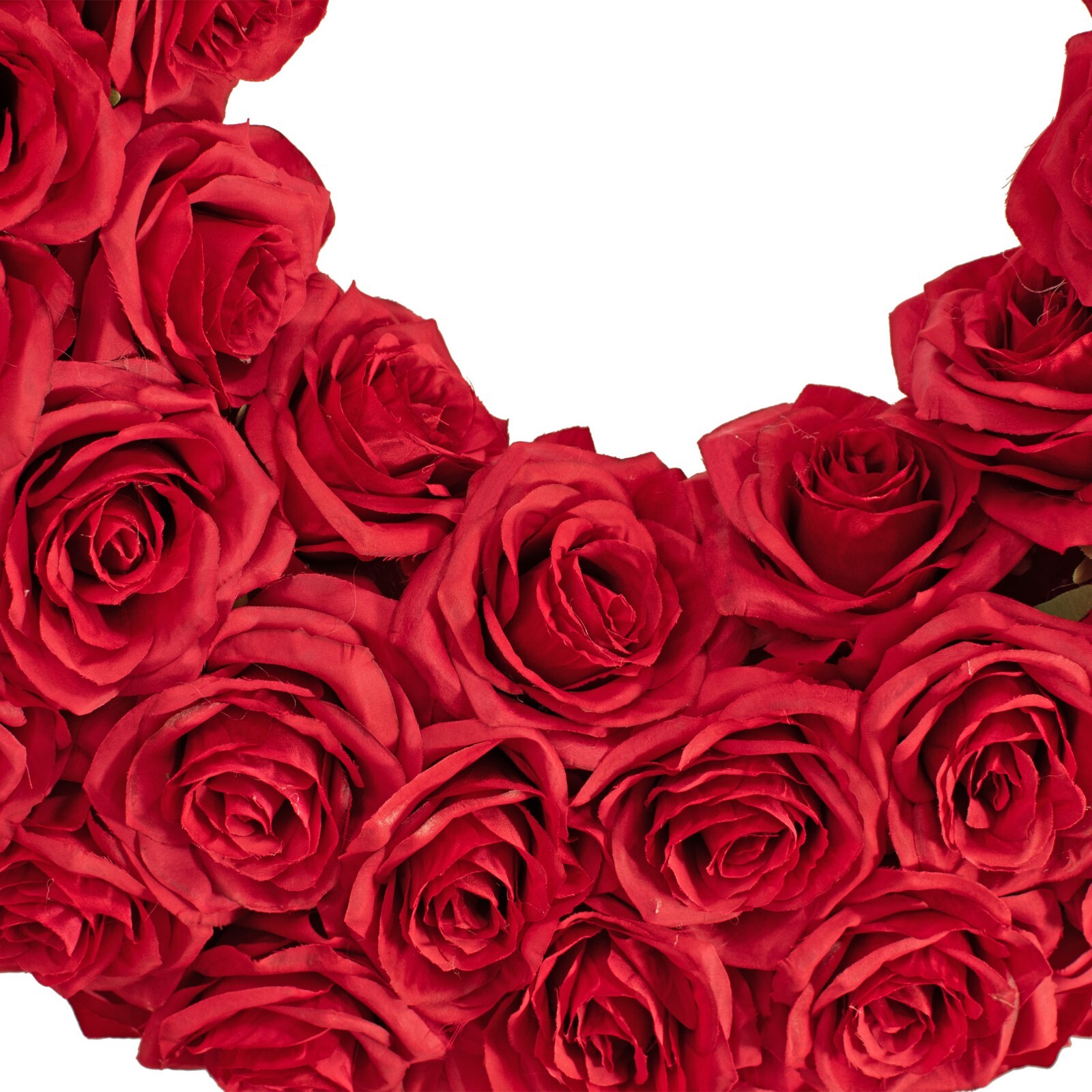 Red Rose Wreath, Artificial Rosebud Flowers, 22 Inch Diameter X 4 Inch Depth X 8