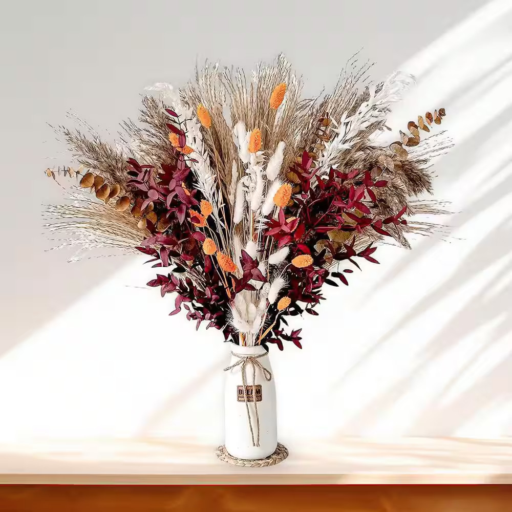 2.83 In. Autumn Toffee Champagne Sand Orange Artificial Plant Pampas Grass Fluff