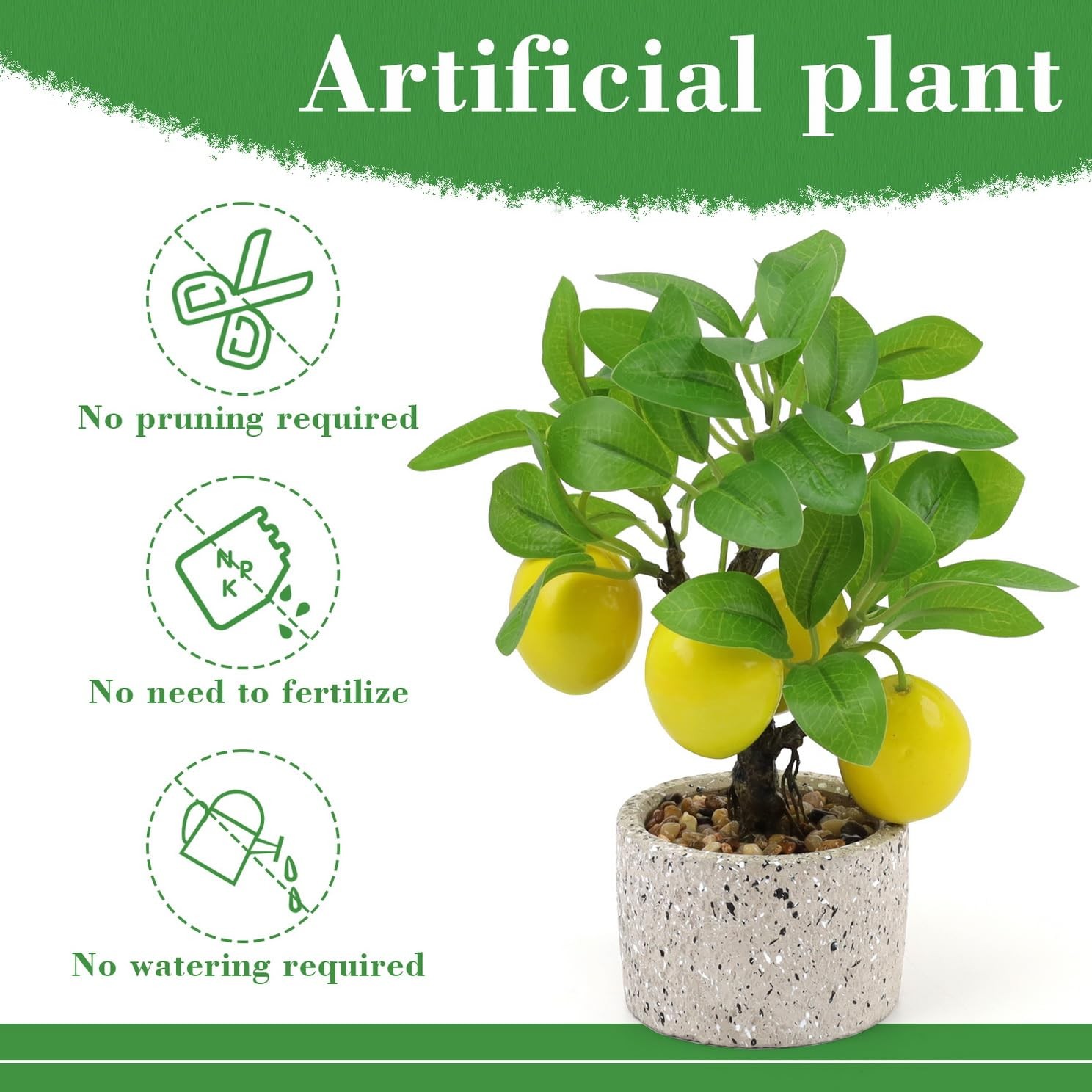 Artificial Yellow Lemon Tree Potted Plants Faux Fruit Bonsai Greenery Decor