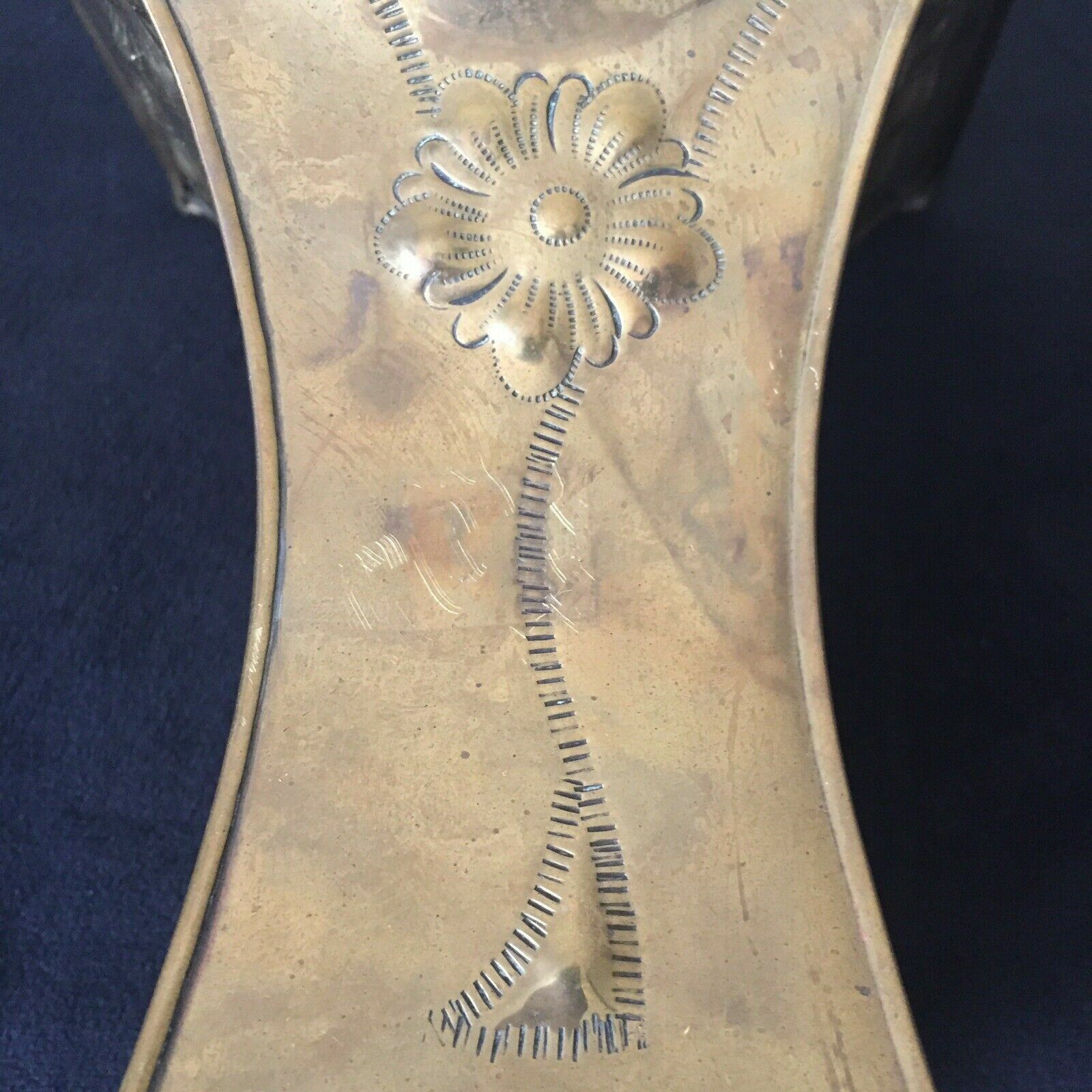 Vintage Planter Container Embossed Flowers on Brass 7″High 6″Square Opening