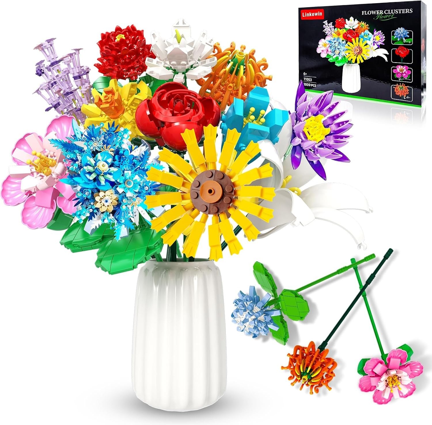 Flowers Bouquet Building Set Creative Artificial Wildflowers Botanical
