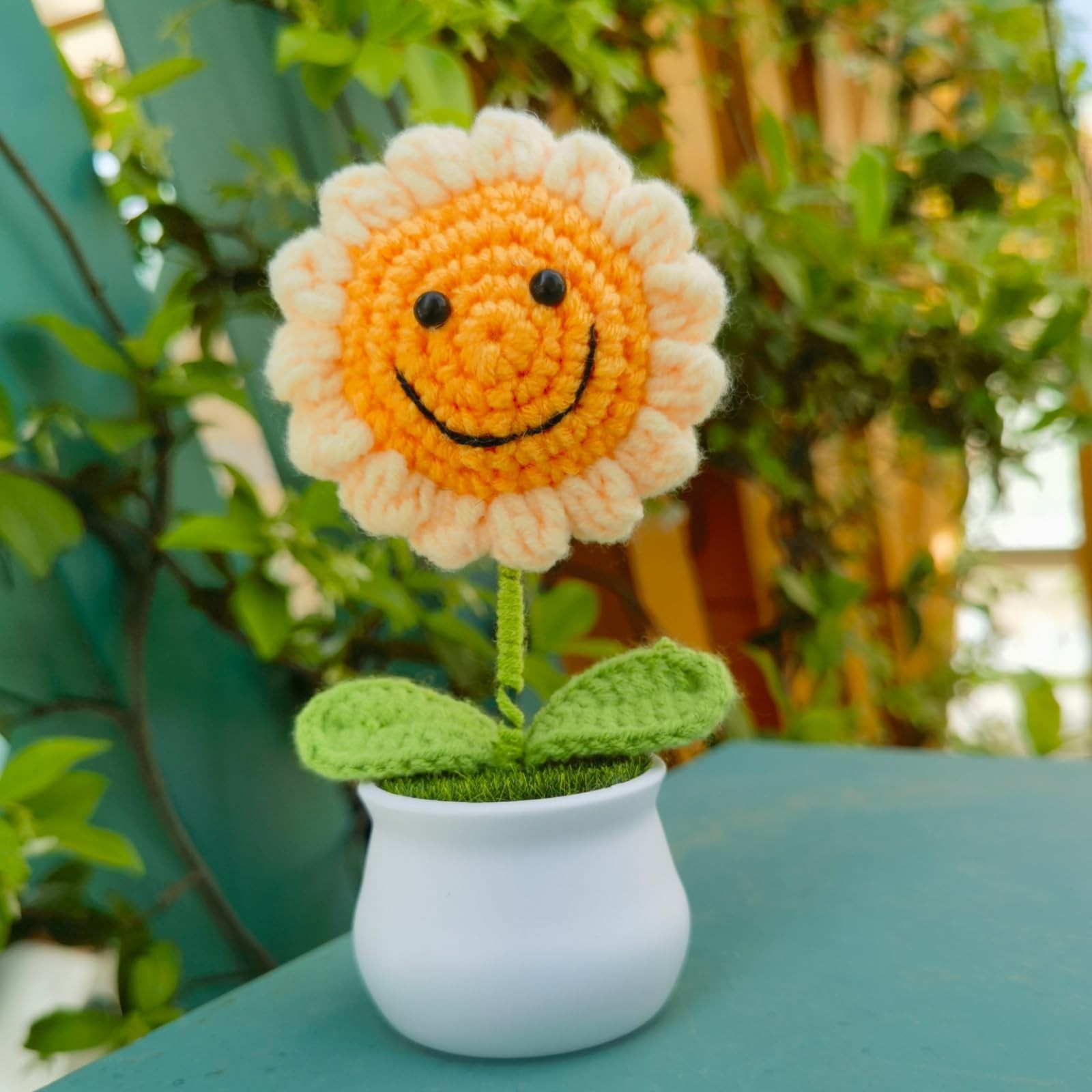 Cute Crochet Artificial Sunflower Figurines, Sunflower Desk ShelfAccessories …