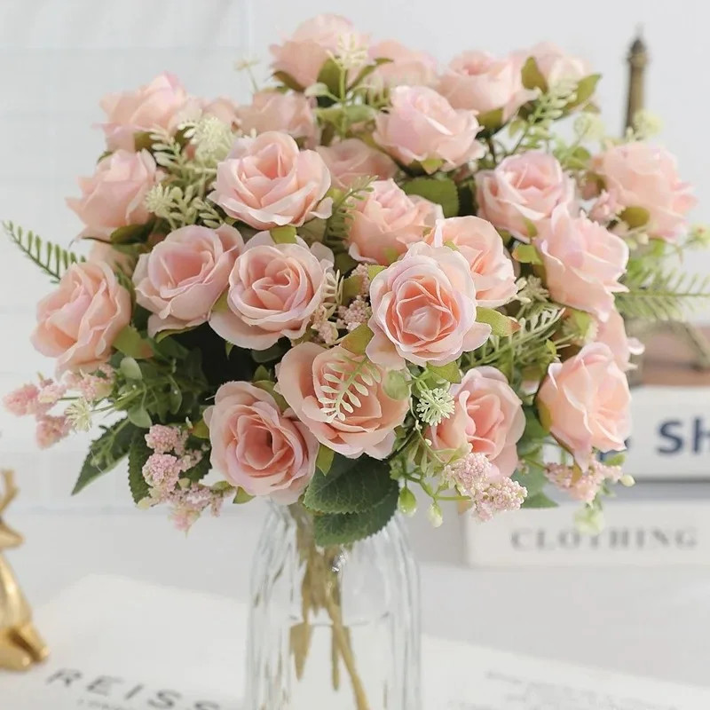 5 Heads Artificial Rose Bouquet for Home, Wedding & Party Decor