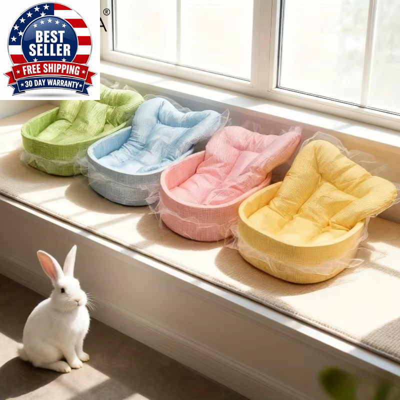 1PCS Soft Cute Bunny Princess Nest – Fluffy Rabbit Bed with Lace Edges, Cozy Plu