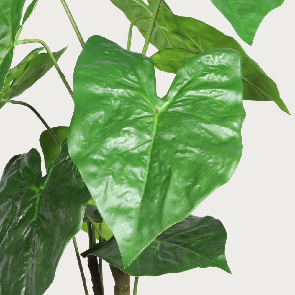 30 Inch Artificial Tropical Alocasia Leaf Plant with White Pot 2 Piece Set