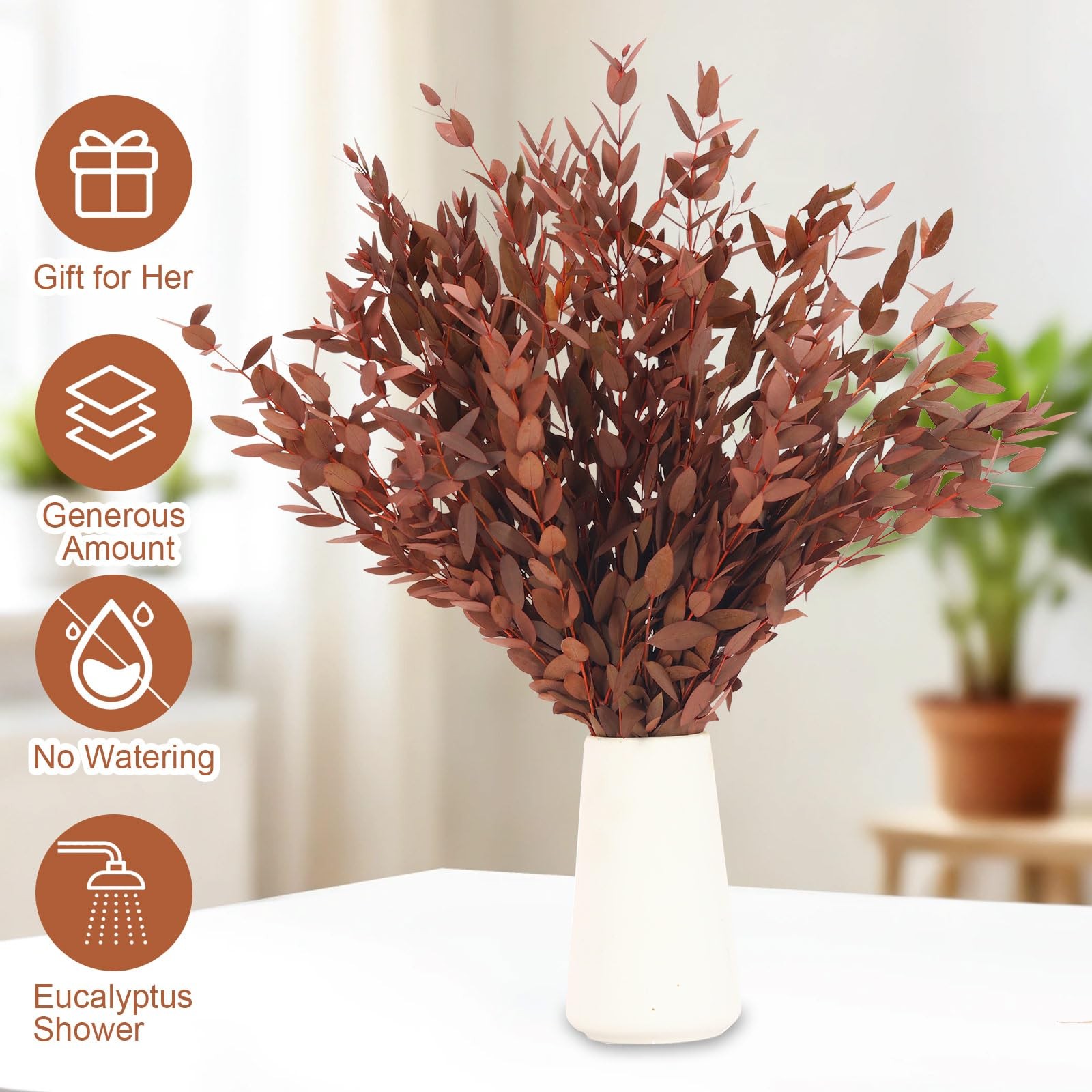 Preserved Eucalyptus Leaves Branches 1417 Inch Vase Filler Orange