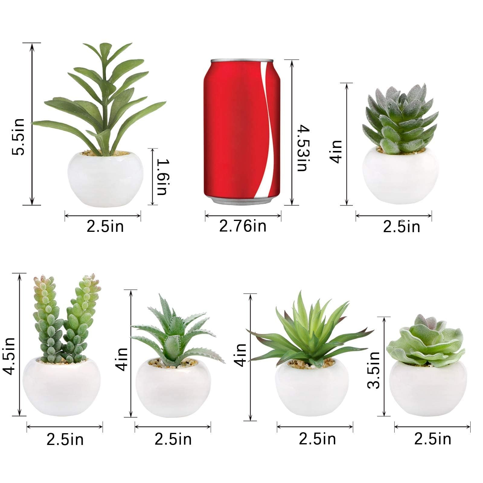 6 Pcs Artificial Succulents in Ceramic Pots Small Fake Plants