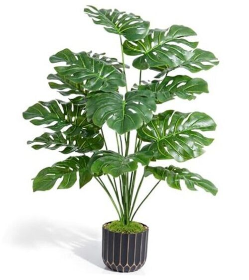 florisso 28″ Artificial Monstera Plant Tall Fake Faux Plants 28″ Monstera