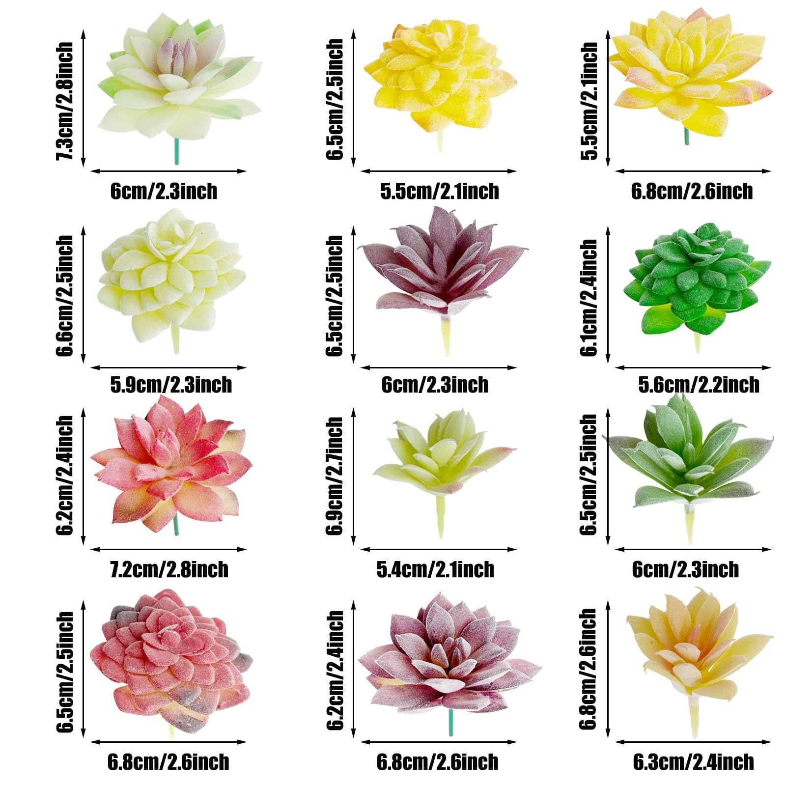 12 PCS Assorted Artificial Faux Succulent Pick Fake Plant Garden Arrangement