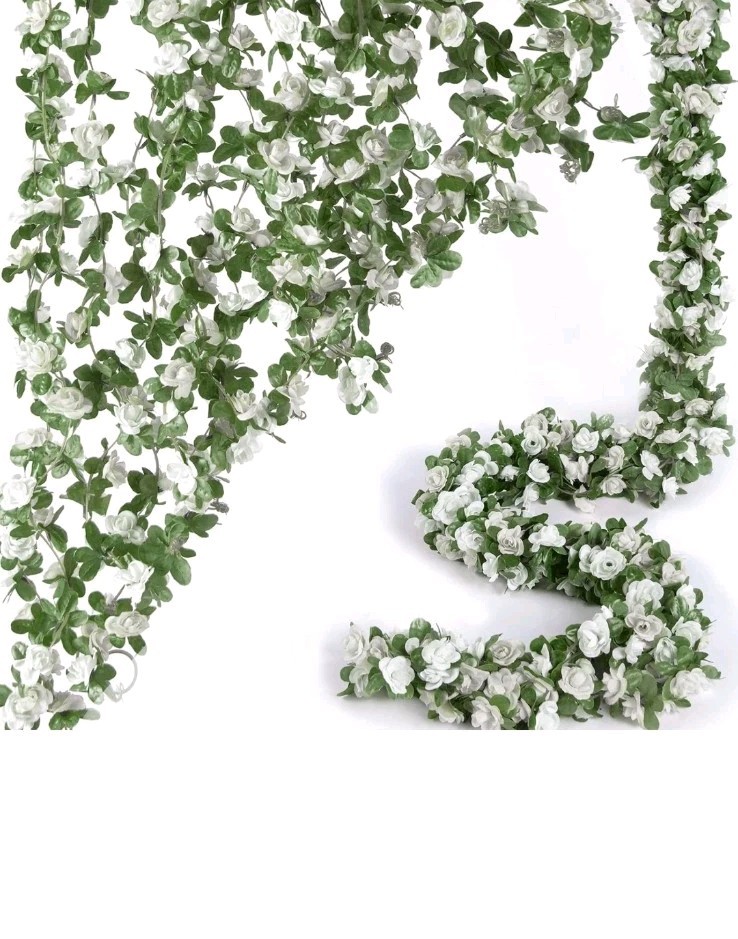 8 Pcs x 8.2 ft Flower Garland Artificial Rose Vine Flowers with Green Leaves 