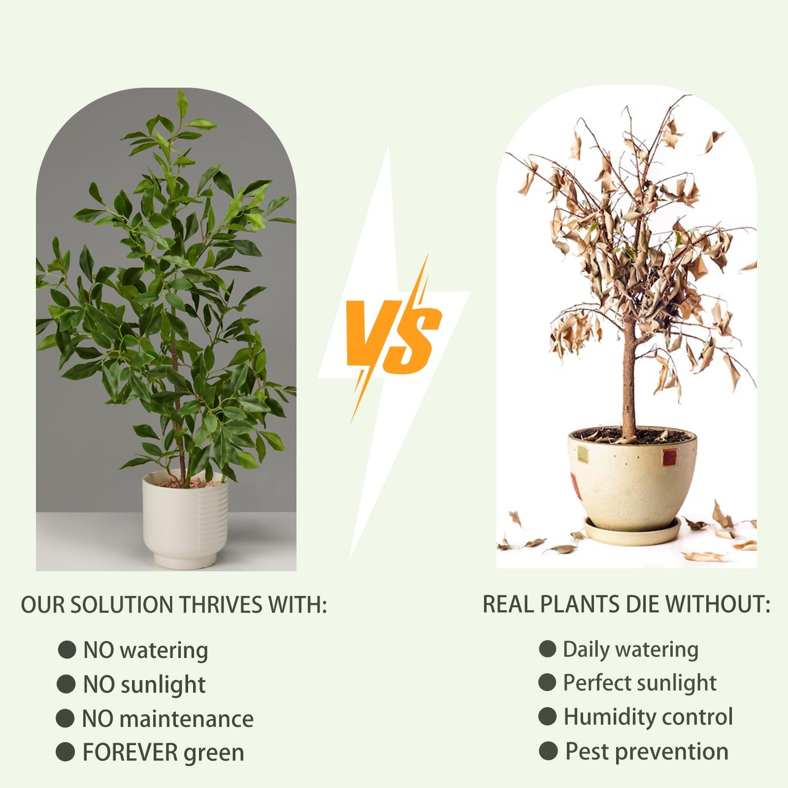 Artificial Potted Plants Indoor27″ Faux Plants Ficus Leaves Trees with Cerami…