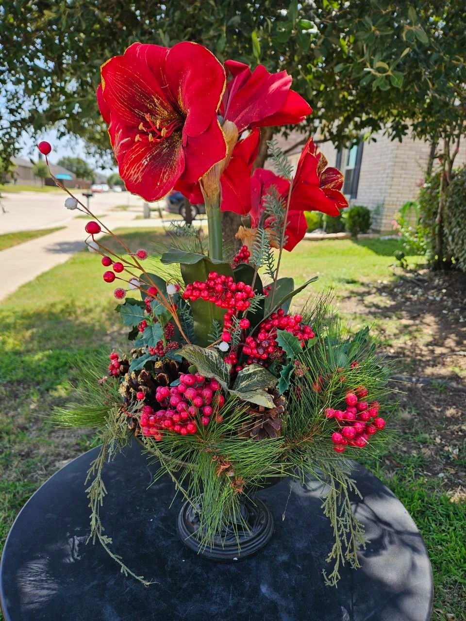 Amazing Christmas Bouquet Amaryllis Faux
