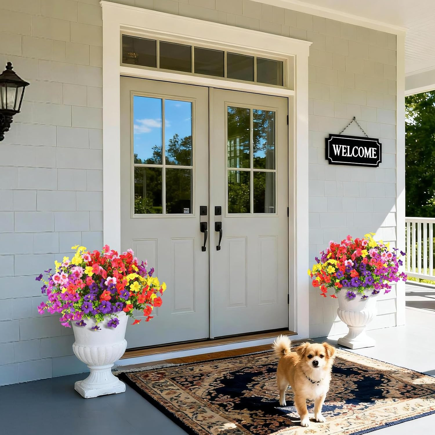 Artificial Fake Petunias Flowers for Outdoors Spring Summer Decoration, 12 Bundl