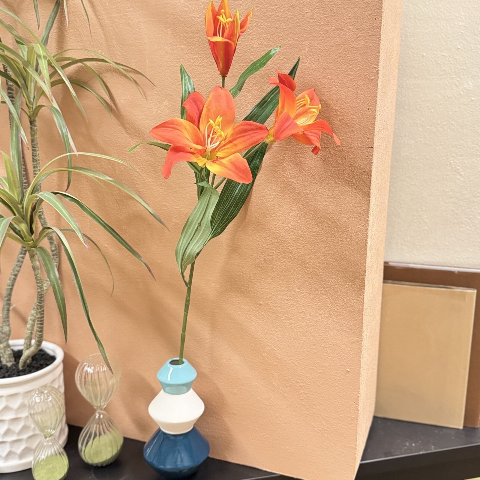 2 Pack 31″ Artificial Orange Tiger Lily Flower Stem Indoor Decoration