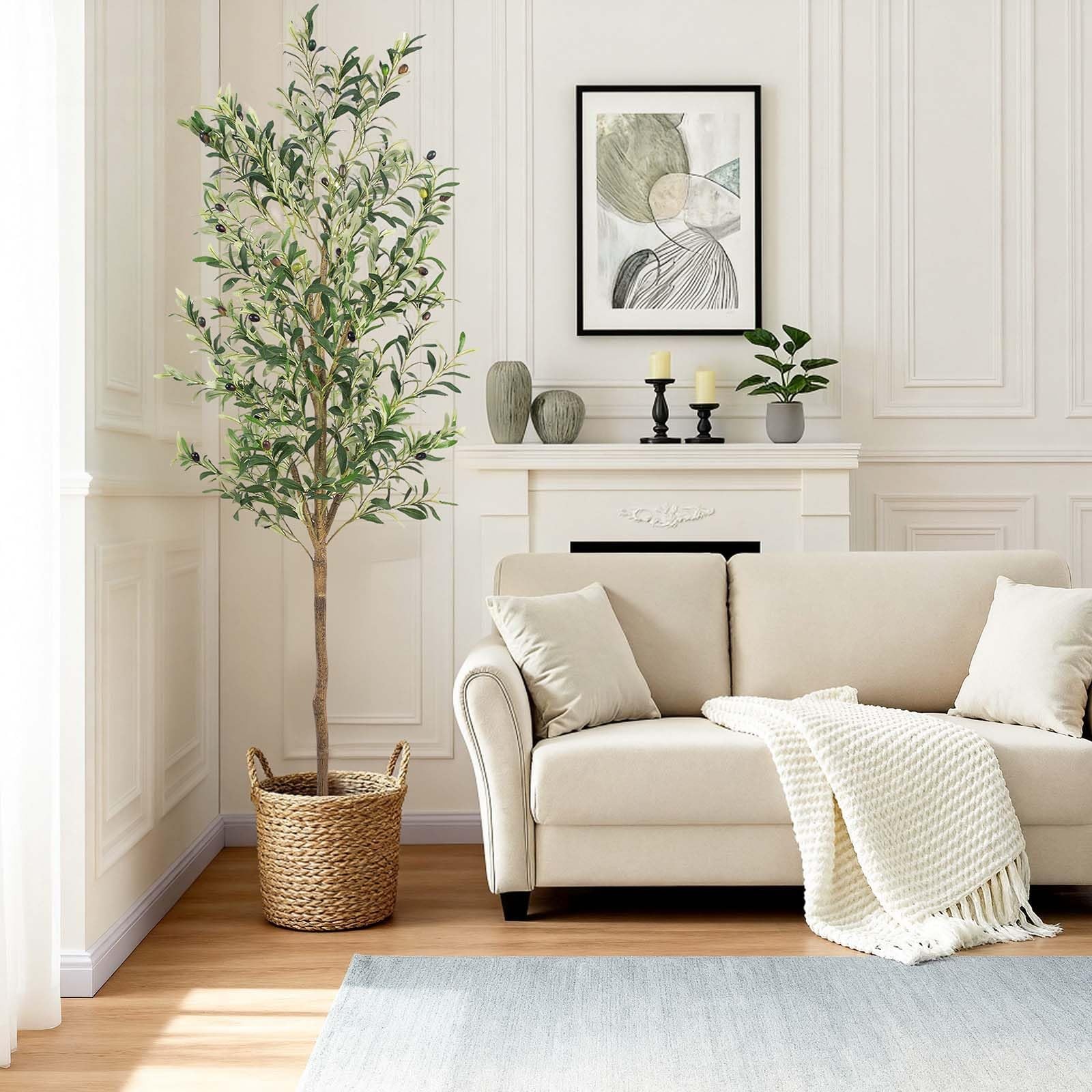 Artificial Fake Olive Tree 6FT Tall 1Pack Faux Silk Olive Tree for Home Livin…
