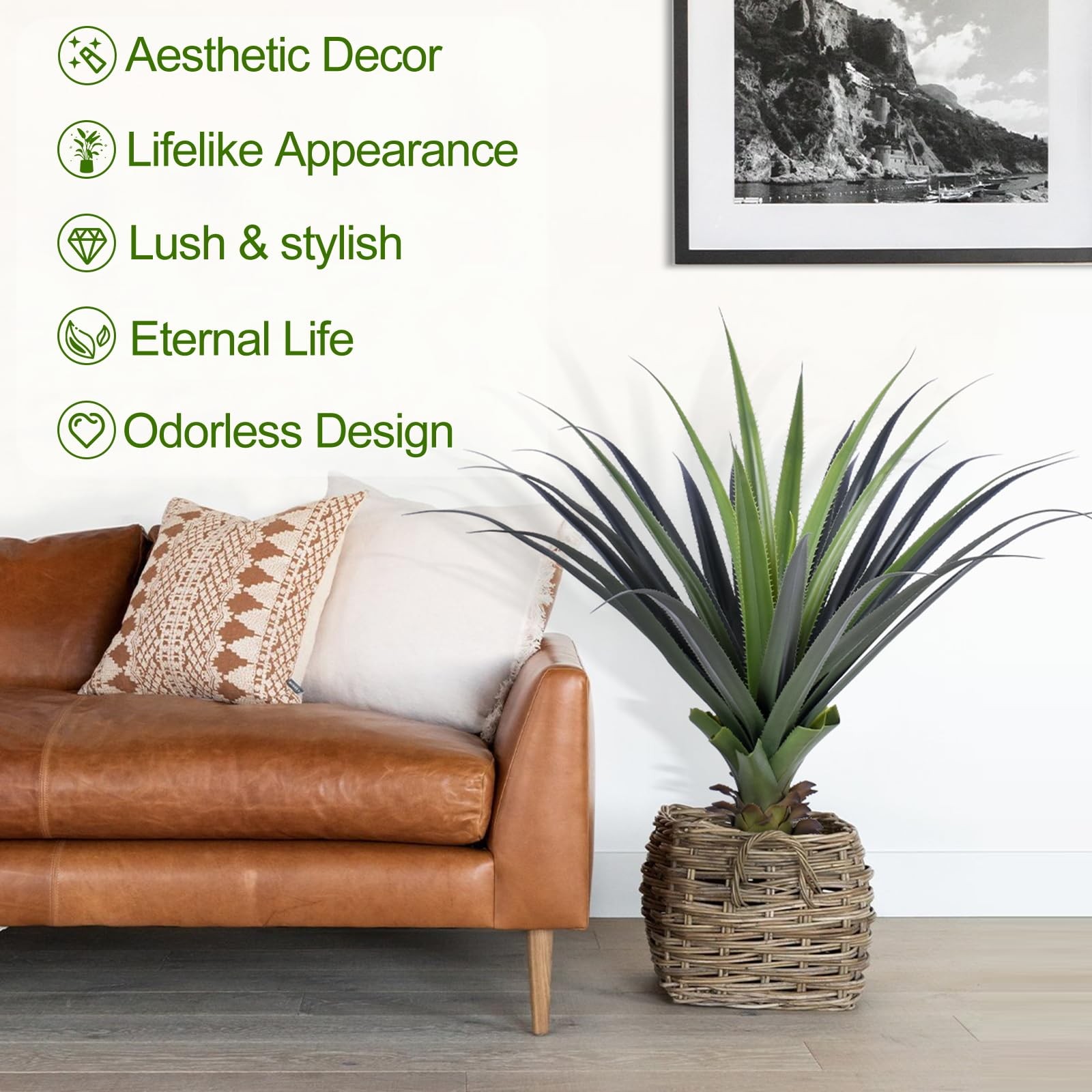 Best 3ft Artificial Spiked Agave Plant, 36″ Faux Plants Indoor Small Floor Plant