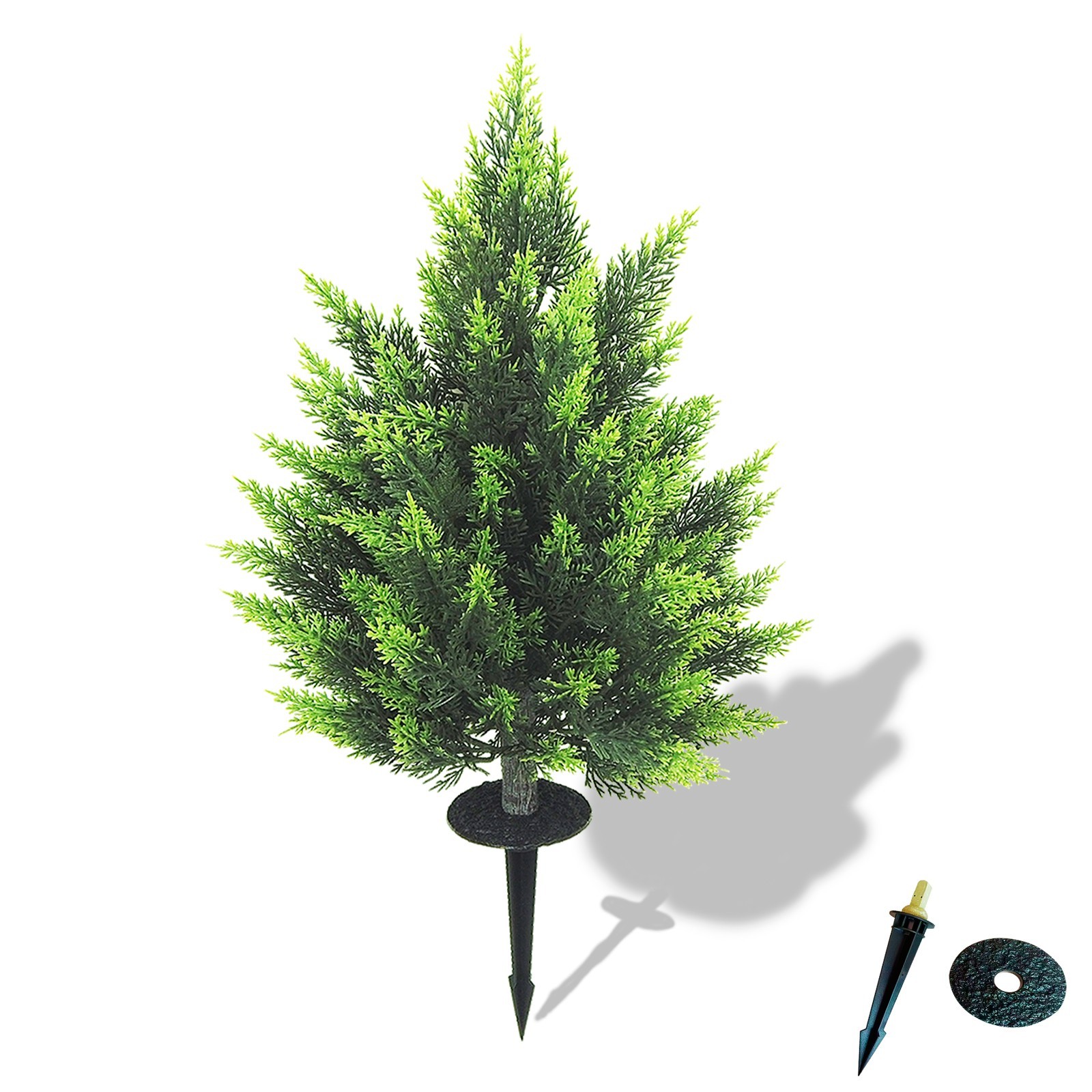 2 Pack 60 cm Artificial Cypress Tree with Ground Stake Outdoor Lawn Garden Decor