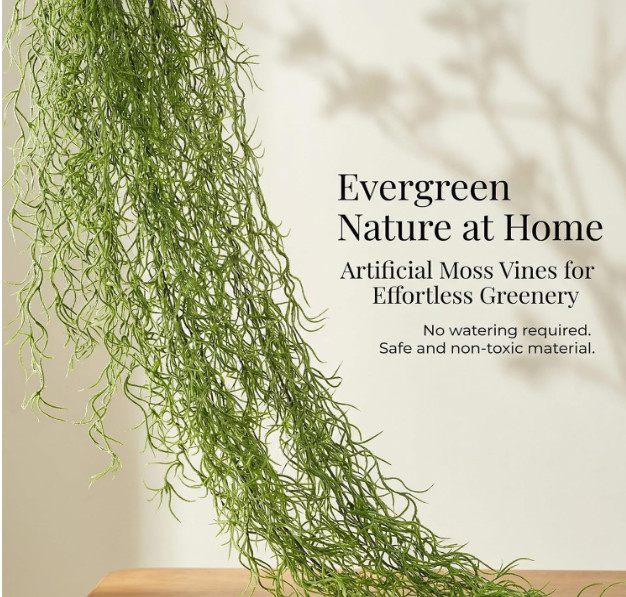 MAQIHAN Fake Spanish Moss – Artificial Moss for Plants Indoor Crafts 33 Inch Lon