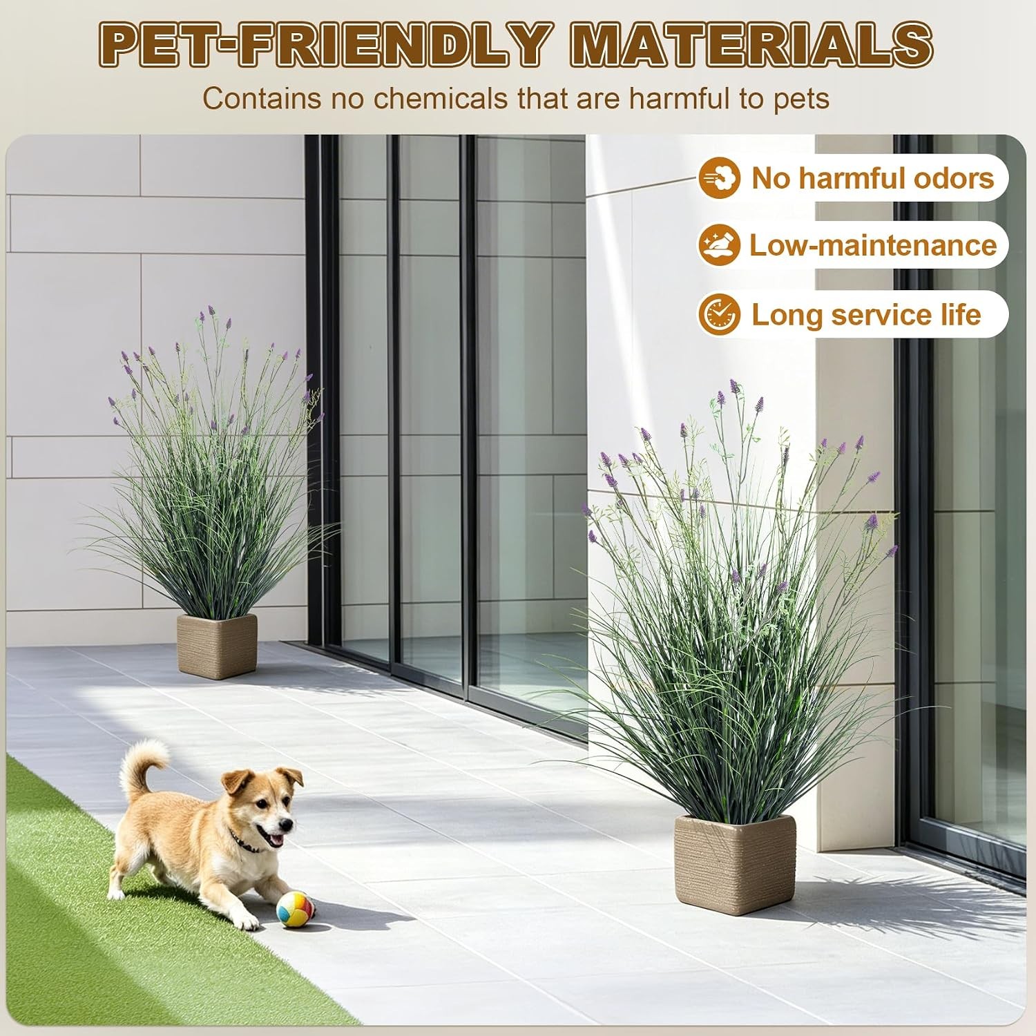 2 pack fake lavender faux plastic plantas synthetic pampas grass indoor outdoor