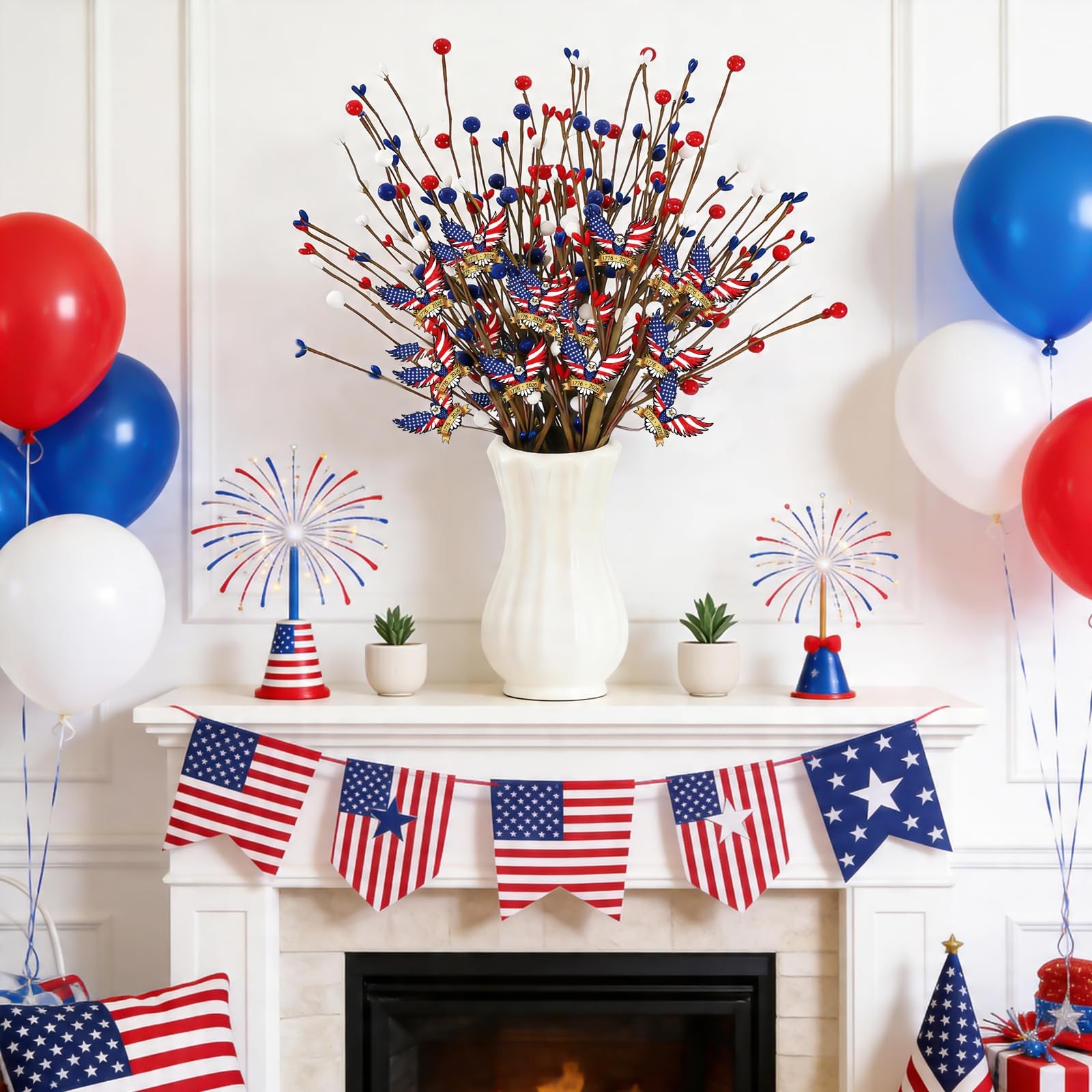 4 Pcs 250th Anniversary 4th of July Decorations Table Centerpieces, 17.7in Pa…