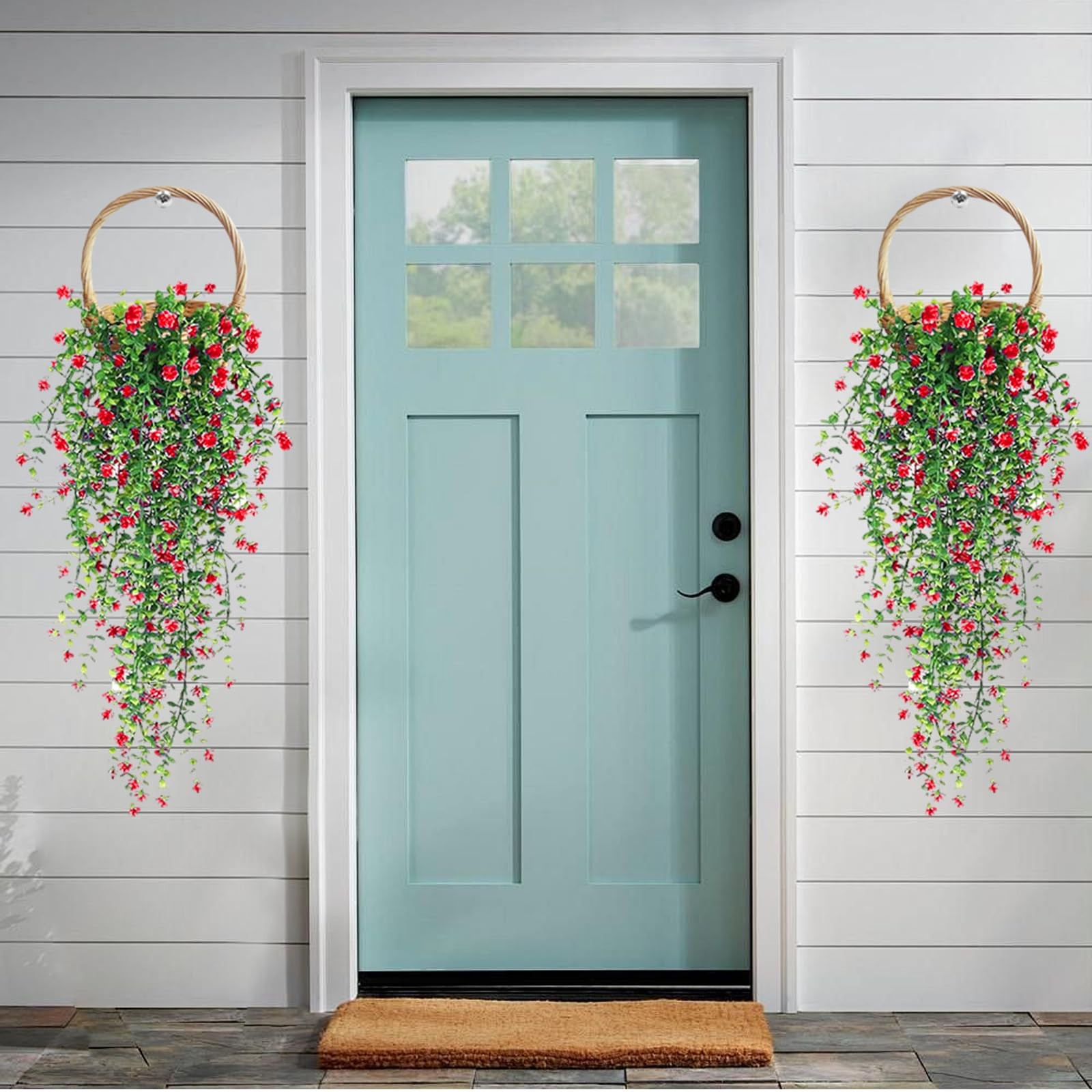 Artificial Hanging Flowers, 3 Pcs Fake Hanging Plants Artificial Vines for Ou…