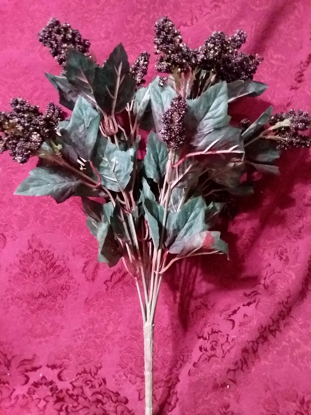 Home Interiors Dark Purple/ Mulberry Seed Cluster Bush /NEW/FREE SHIPPING