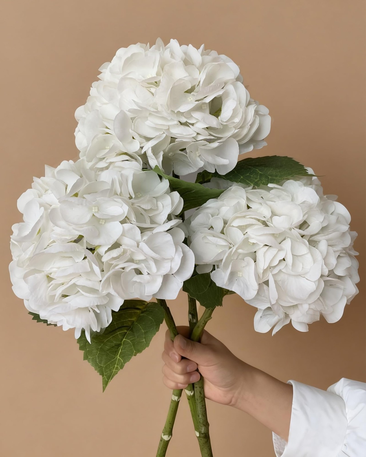 21in Hydrangea Artificial Flowers 3Pcs: Real Touch Latex Lifelike Large Hydra…