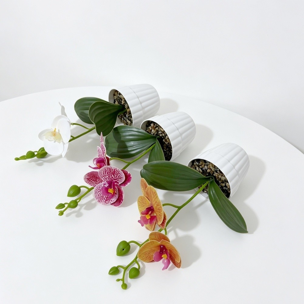 White Green Black Purple Orange 3D Printed Orchid Artificial Plant Pot