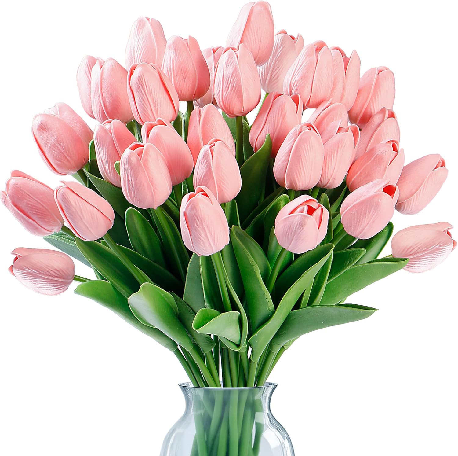 30 Pcs Fake Tulips Artificial Flowers Real Touch PU Faux Flowers Tulip Stems for