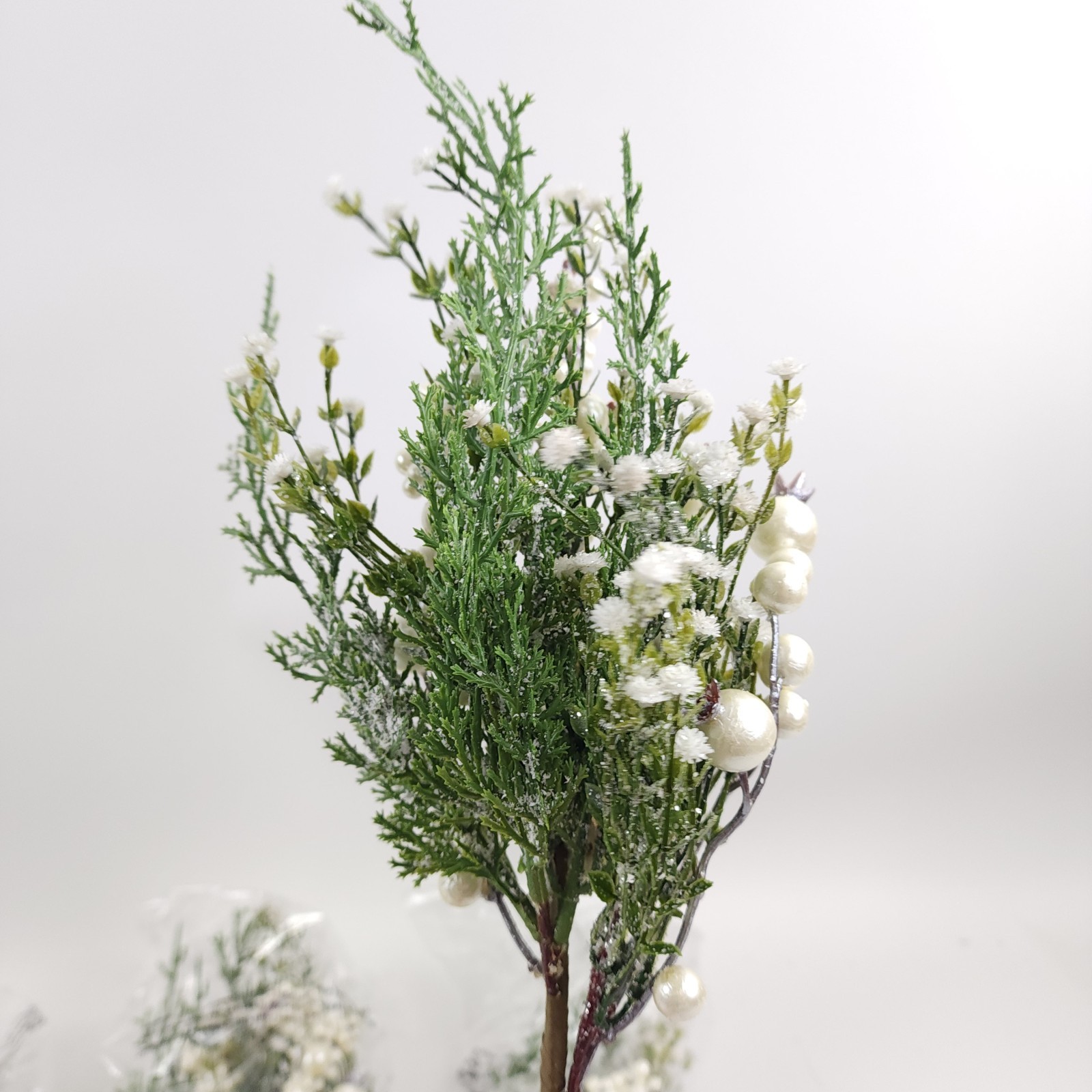 Set of 4 Winter Frost Cedar and Berry Picks by Valerie in Ivory Holiday decor