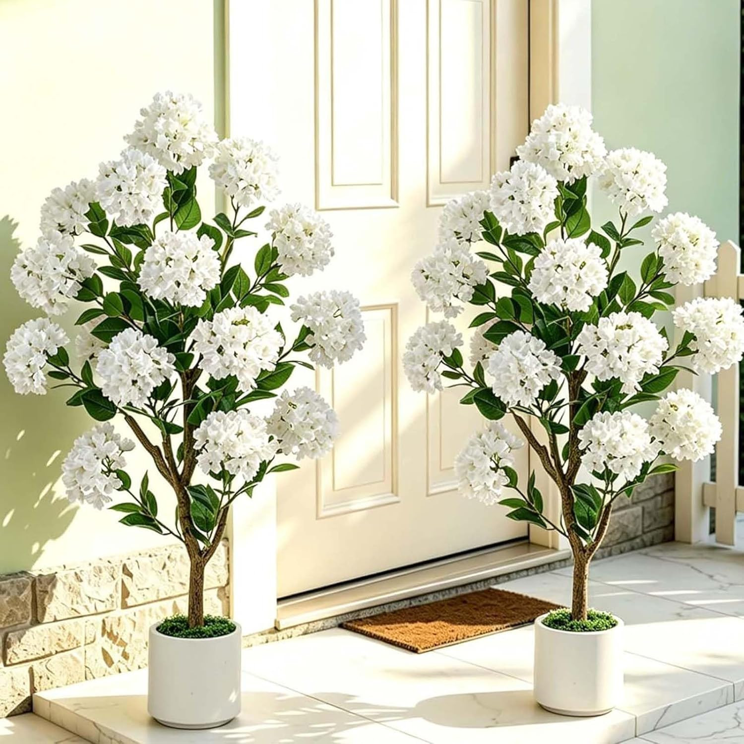 Set of 2 Artificial Crape Myrtle Trees – 3.6Ft Silk Plants for Indoor/Outdoor De
