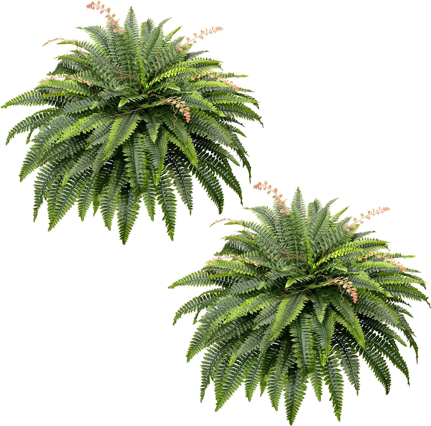 50″ Large Fake Ferns – Set of 2 Realistic Boston Ferns for Indoor/Outdoor