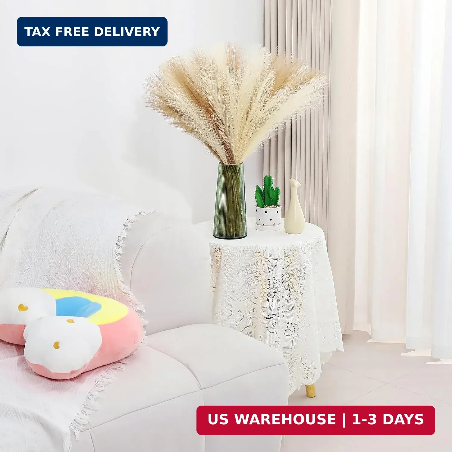 Pampas Grass Decor 30 Pcs 21.7 Inch Faux Brown Pampas Grass Bulk Artificial Drie
