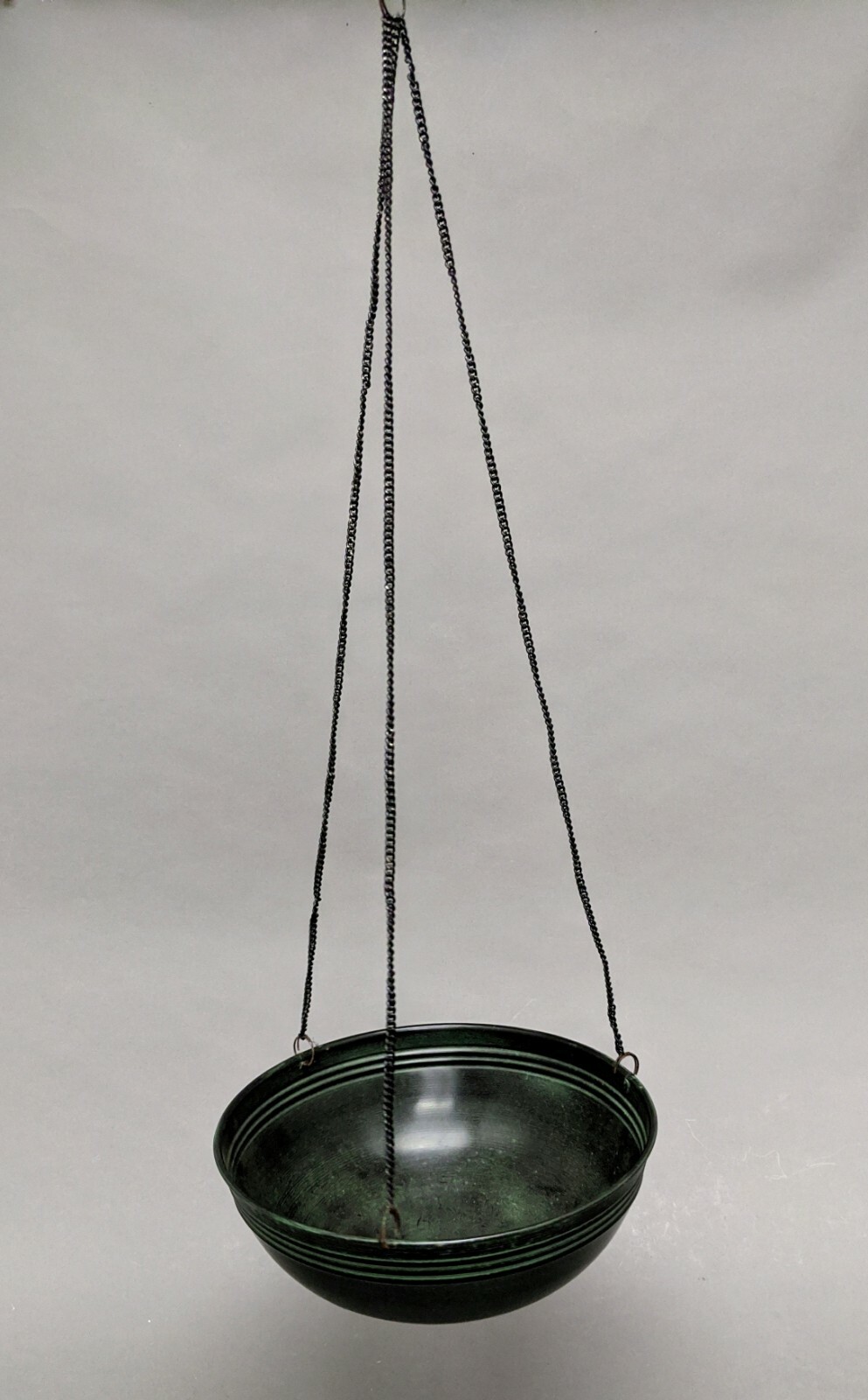 Planter Container Green Hanging 3 Metal Chains 10″Dia 20″High Set of 2