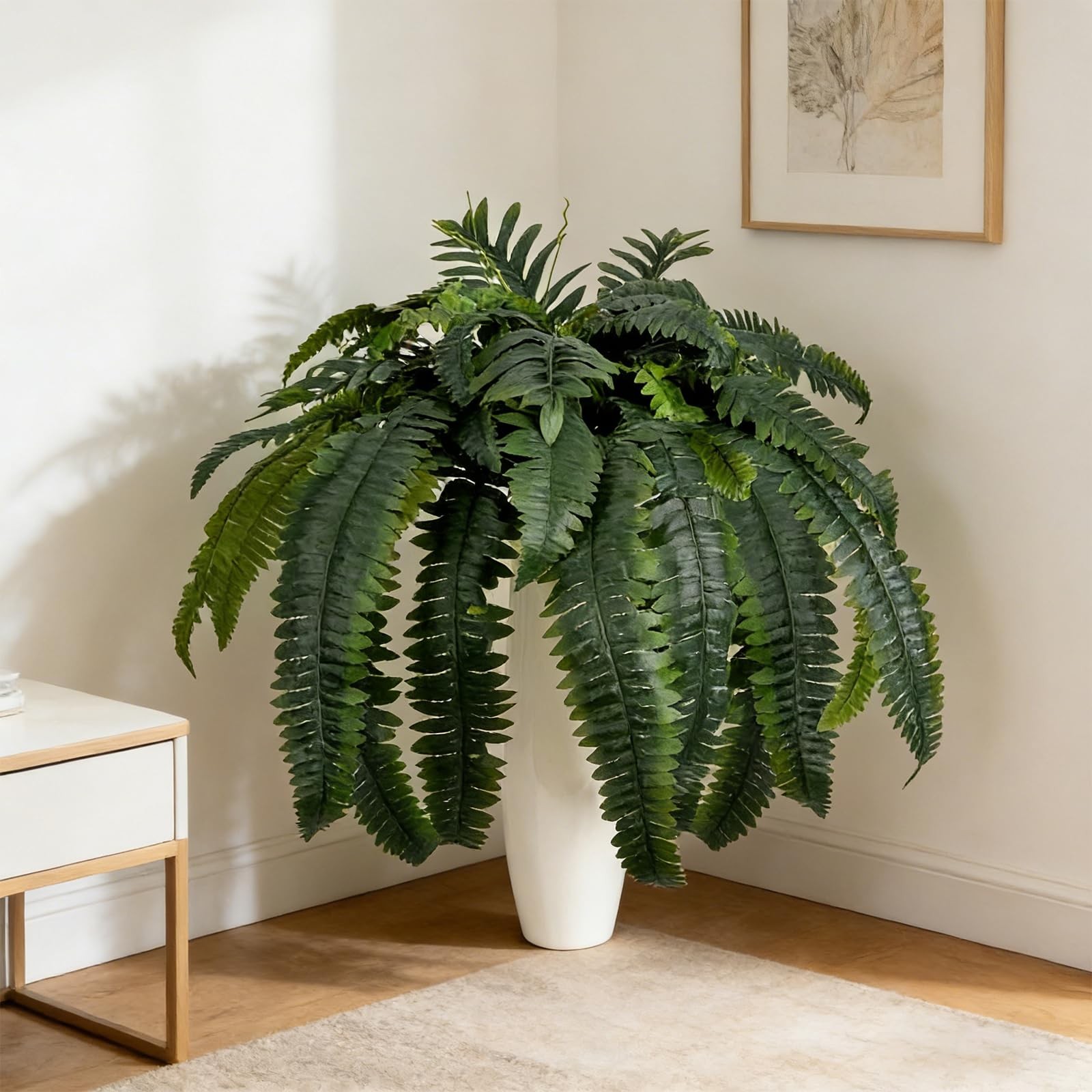 45.3Inch Artificial Fern Fake Boston Ferns Plants Large Greenery Plant Look L…