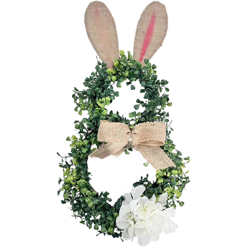 Easter Bunny Wreath Spring Home Entry Door Hanging Artificial Greenery 45cm