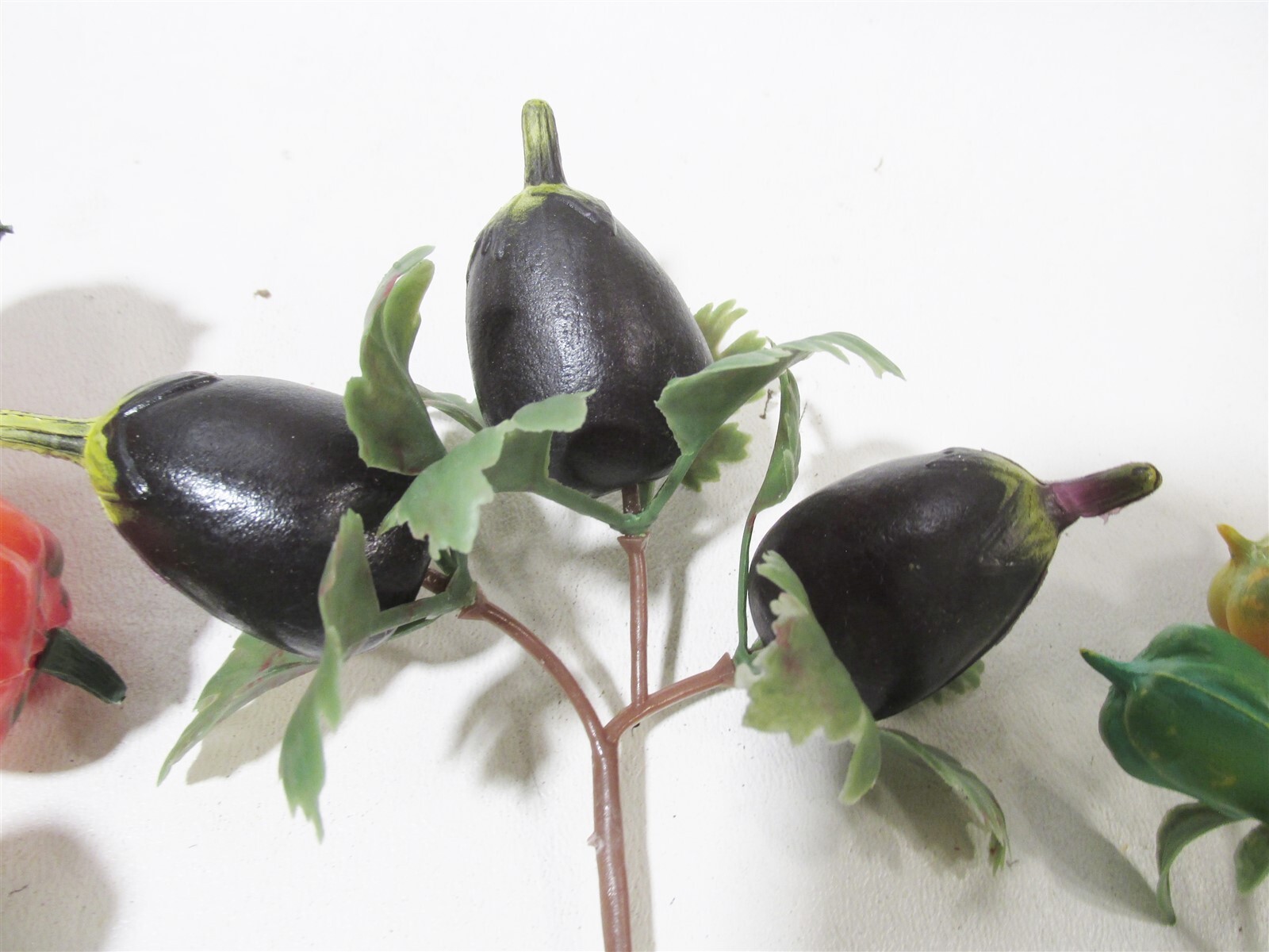 1960s Vtg Plastic Fruit Bunches 8 Floral Pick Pepper Pea Garlic Eggplant Cabbage