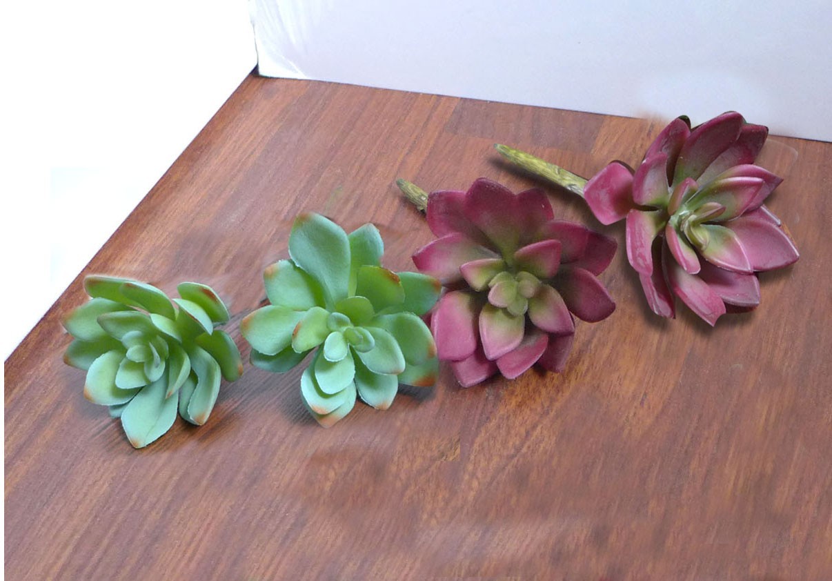 Set of 4 Artificial Succulent Plants Lotus Flowers (4 colors each one)