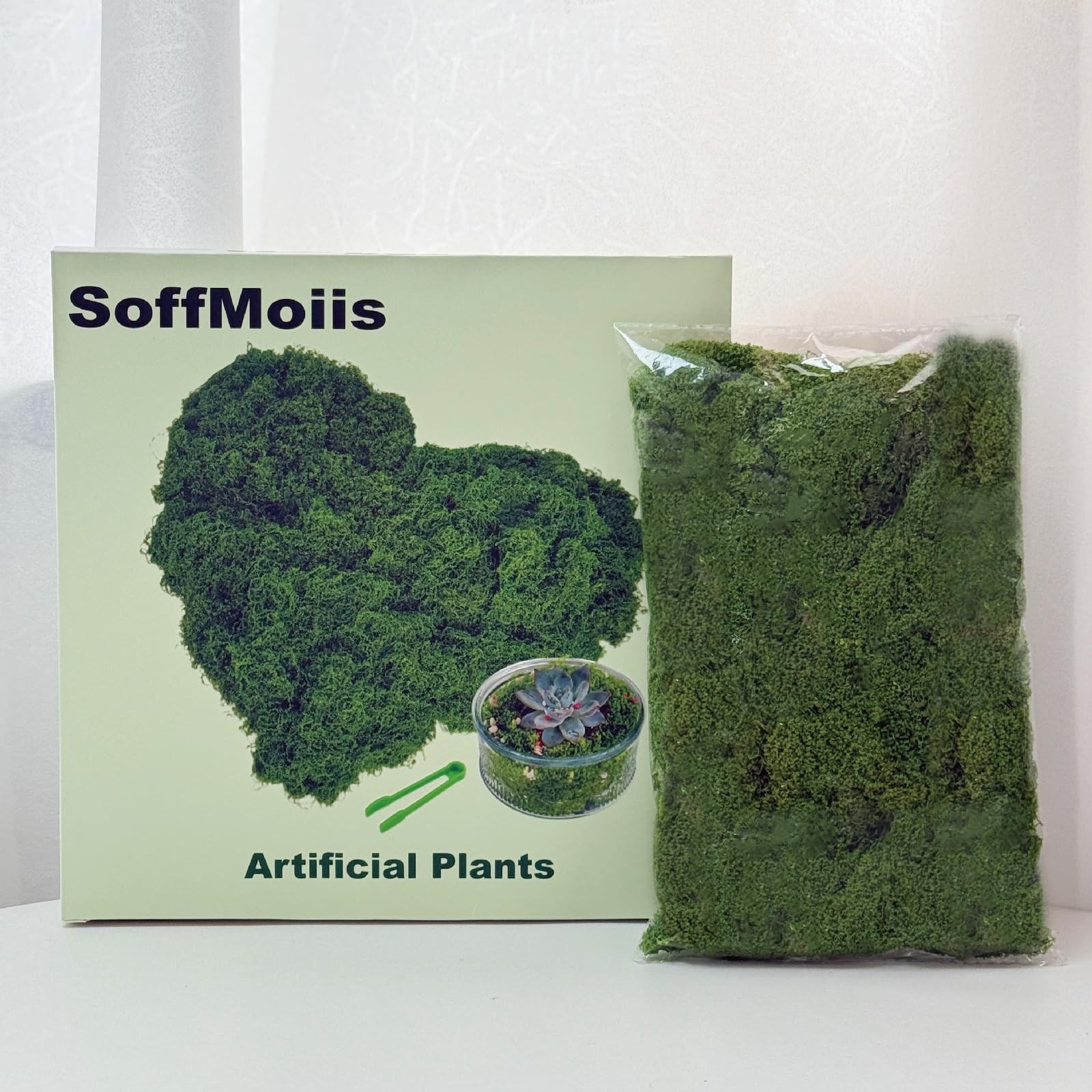 SoffMoiis 5.3oz Dark Green Artificial Moss – Faux Moss for Potted Plants, Fak…