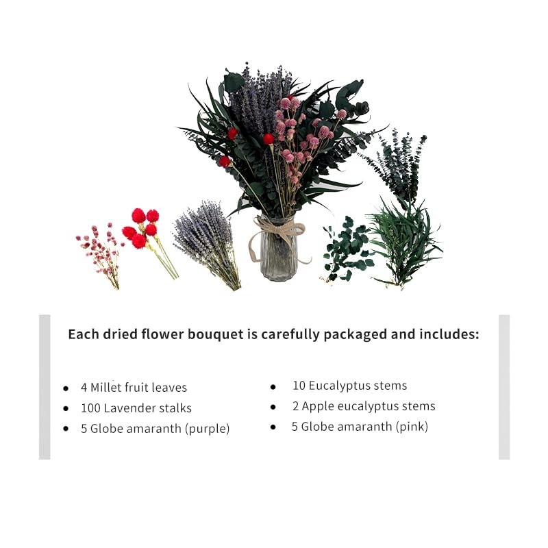 128 PCS Mix Dried Eucalyptus & Lavender Flowers Bundles for Shower, 17” Natu…